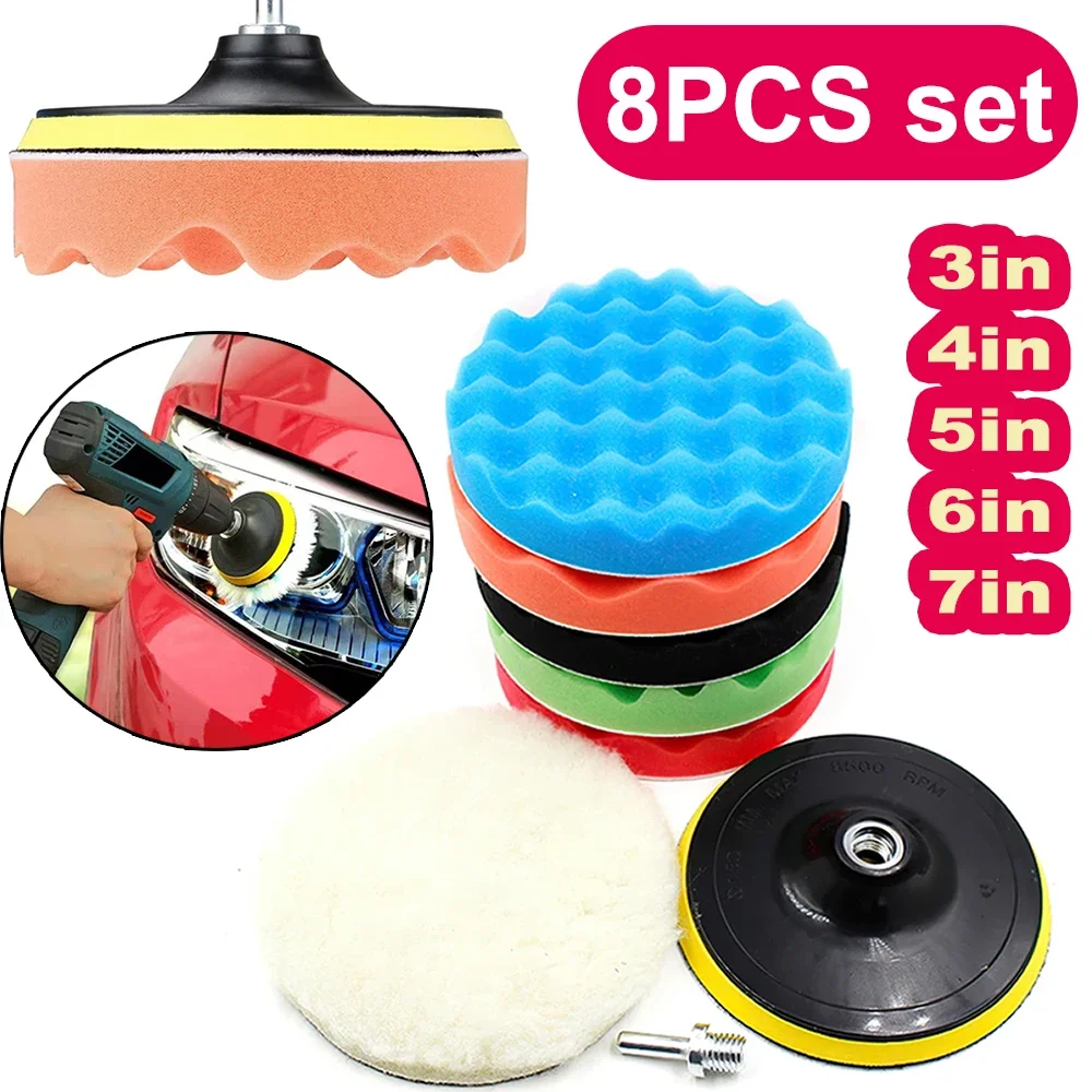 8Pcs Car Polishing Pads Kit 3/ - огляд і ціна Polish Pad Set Buffer
